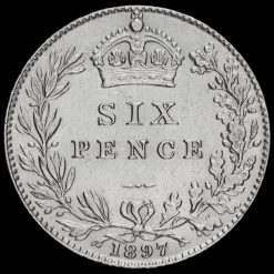1897 Queen Victoria Veiled Head Silver Sixpence Reverse