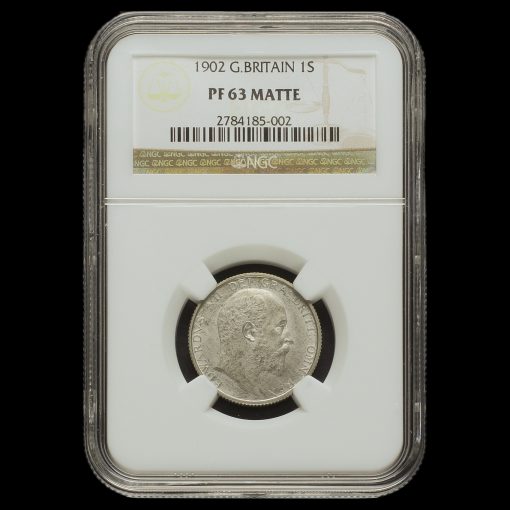 1902 Edward VII Silver Matt Proof Shilling NGC PF 63