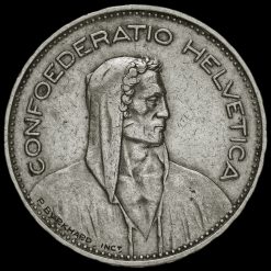 Switzerland 1937 Silver 5 Francs Obverse