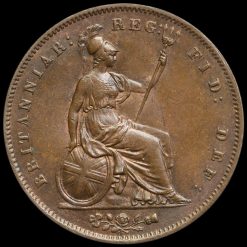 1853 Queen Victoria Young Head Copper Penny Reverse