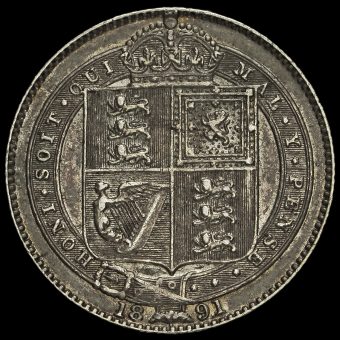 1891 Queen Victoria Jubilee Head Silver Shilling Reverse