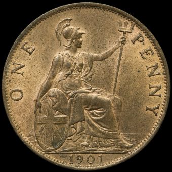 1901 Queen Victoria Veiled Head Penny Reverse