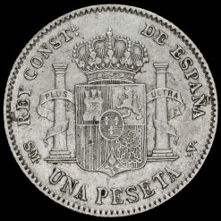 Spain 1903 Alfonso XIII Silver 1 Peseta Coin Reverse
