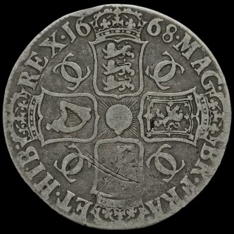 1668 Charles II Early Milled Silver Crown Reverse