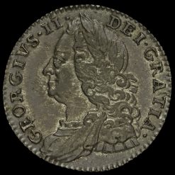 1757 George II Early Milled Silver Sixpence Obverse