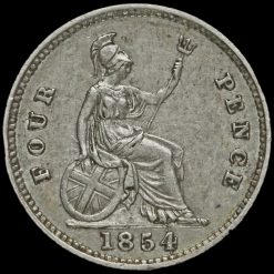 1854 Queen Victoria Young Head Silver Fourpence / Groat Reverse