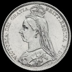 1887 Victoria Sixpence, R over I (R/I) in Victoria, Gratia & Britt, Very Rare Obverse