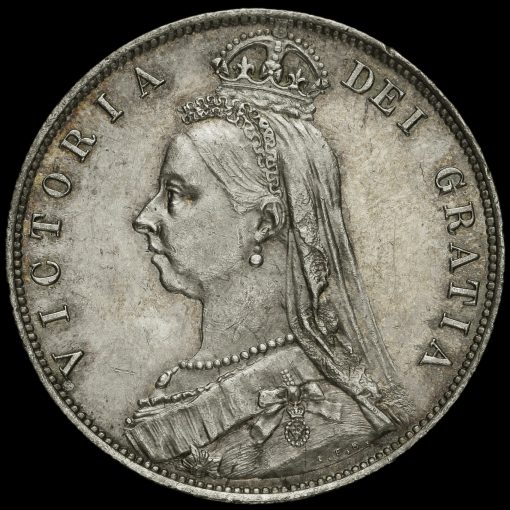 1887 Queen Victoria Jubilee Head Silver Half Crown Obverse
