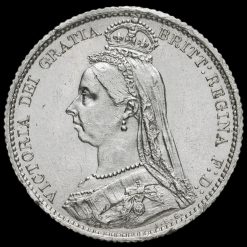 1887 Queen Victoria Jubilee Head Silver Sixpence Obverse