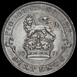 1911 George V Silver Sixpence Reverse