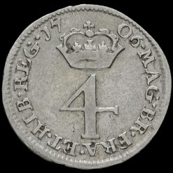 1706 Queen Anne Early Milled Silver Maundy Fourpence Reverse