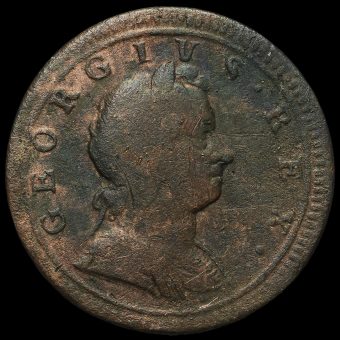 1723 George I Early Milled Copper Halfpenny Obverse