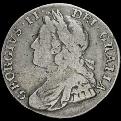 1734 George II Early Milled Silver Shilling Obverse