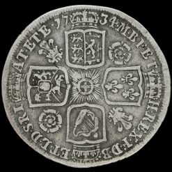 1734 George II Early Milled Silver Shilling Reverse