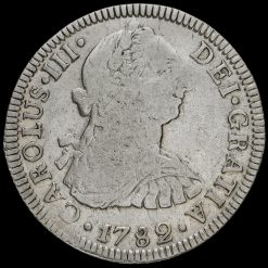 Mexico 1782 Silver 2 Reales Coin Obverse