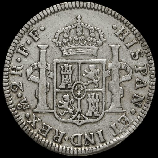 Mexico 1782 Silver 2 Reales Coin Reverse