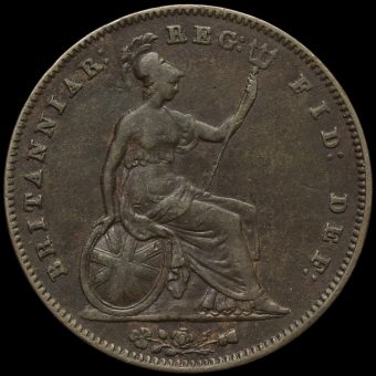 1854 Queen Victoria Young Head Copper Penny Reverse