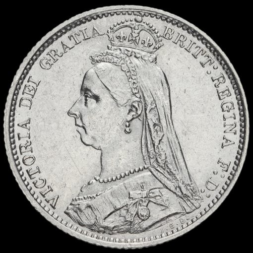 1888 Queen Victoria Jubilee Head Silver Sixpence Obverse