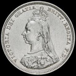 1888 Queen Victoria Silver Shilling (8 over 7) Obverse