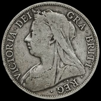 1896 Queen Victoria Veiled Head Silver Half Crown Obverse