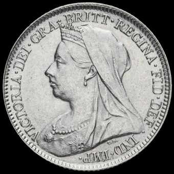 1897 Queen Victoria Veiled Head Silver Sixpence Obverse