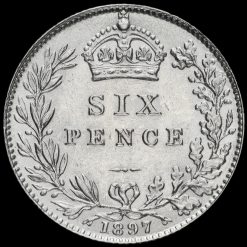 1897 Queen Victoria Veiled Head Silver Sixpence Reverse