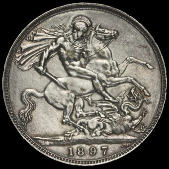 1897 Queen Victoria Veiled Head Silver LXI Crown Reverse