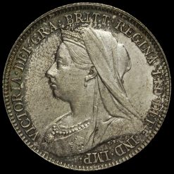 1897 Queen Victoria Veiled Head Silver Sixpence Obverse