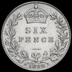 1898 Queen Victoria Veiled Head Silver Sixpence Reverse
