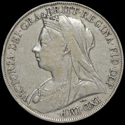 1899 Queen Victoria Veiled Head Silver LXII Crown Obverse
