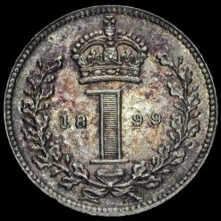 1899 Queen Victoria Veiled Head Silver Maundy Penny Reverse