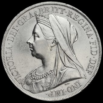 1900 Queen Victoria Veiled Head LXIII Silver Crown Obverse