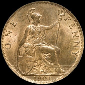 1901 Queen Victoria Veiled Head Penny Reverse