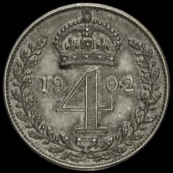 1902 Edward VII Silver Matt Proof Maundy Fourpence Reverse