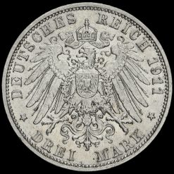 German States, Prussia Wilhelm II 1911A Silver 3 Mark Reverse