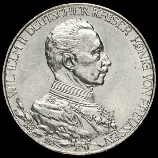 German States, Prussia 1913 Wilhelm II Silver 3 Mark Obverse