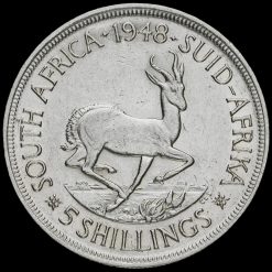 South Africa 1948 Silver 5 Shillings Coin Reverse