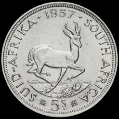 South Africa 1957 Silver 5 Shillings Coin Reverse