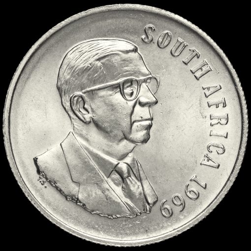 South Africa 1969 Silver 1 Rand Obverse