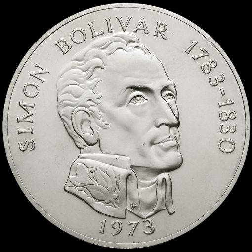 Panama 1973 Silver 20 Balboas Coin Obverse