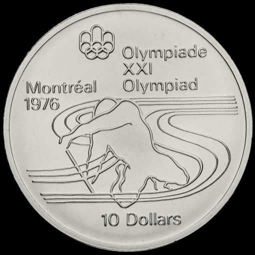 Canada 1975 .925 Silver 10 Dollars, Montreal Olympics, Canoeing Reverse
