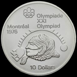 Canada 1975 .925 Silver 10 Dollars, Montreal Olympics, Shotput Reverse