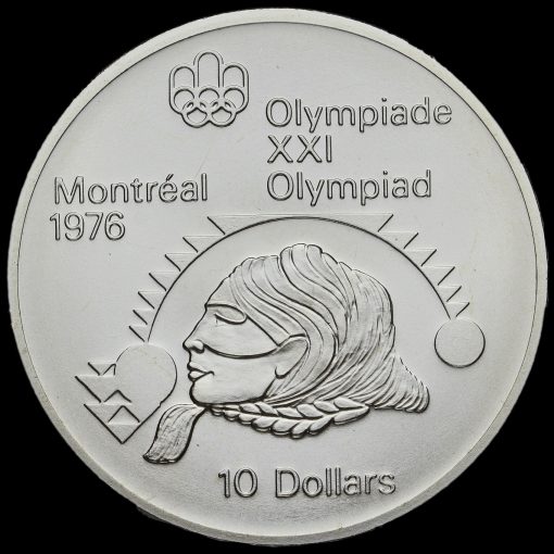 Canada 1975 .925 Silver 10 Dollars, Montreal Olympics, Shotput Reverse