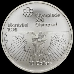 Canada 1975 .925 Silver 10 Dollars, Montreal Olympics, Football Reverse