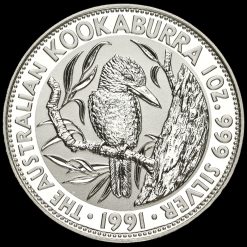 Australia 1991 1 Troy Ounce .999 Silver 5 Dollar Kookaburra Coin Reverse
