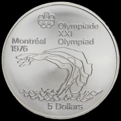 Canada 1975 .925 Silver 5 Dollars, Montreal Olympics, Diver Reverse