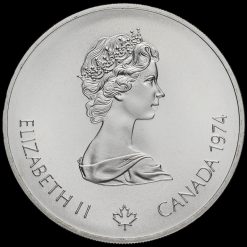 Canada 1974 .925 Silver 5 Dollars, Montreal Olympics, Olympic Rings Obverse