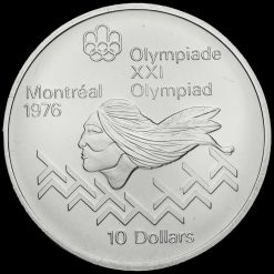 Canada 1975 .925 Silver 10 Dollars, Montreal Olympics, Hurdles Obverse