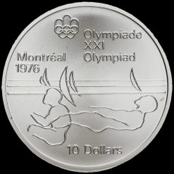 Canada 1975 .925 Silver 10 Dollars, Montreal Olympics, Sailing Reverse