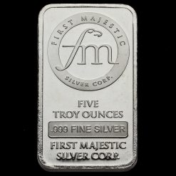 First Majestic 5 Troy Ounce .999 Pure Silver Bar
